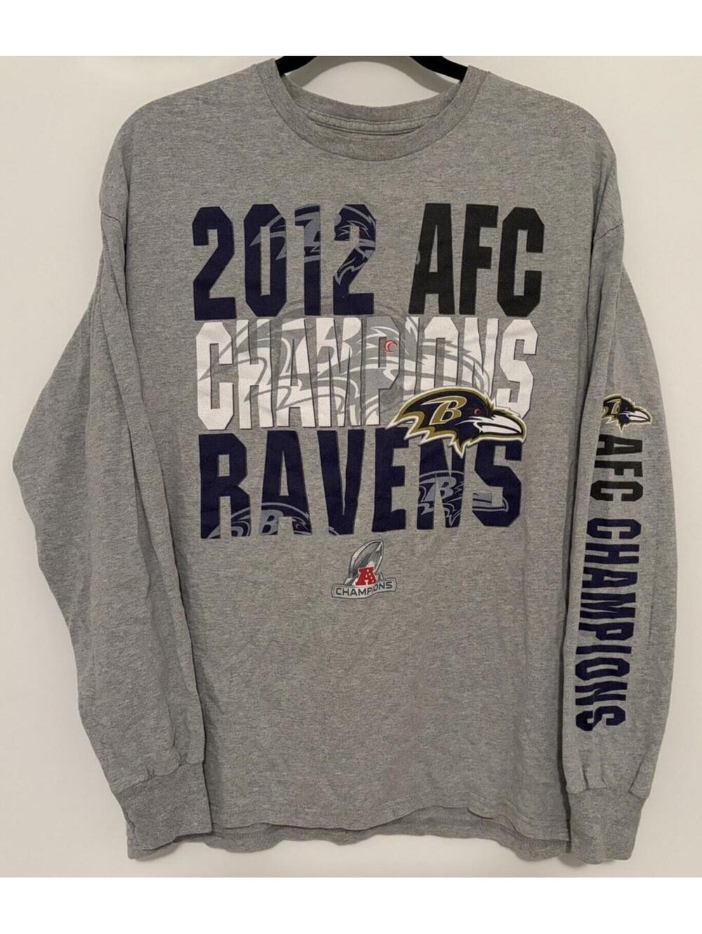 NFL Vintage Baltimore Ravens 2012 AFC Championship Long Sleeve T-Shirt Size XL